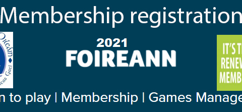 Register your 2021 Membership on Foireann